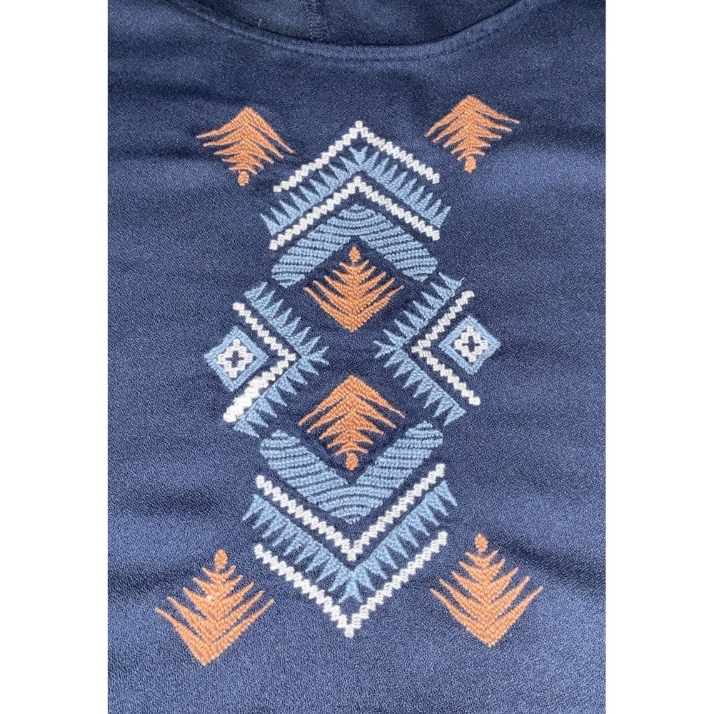 Ariat Women's Large Indigo Blue Fade Saloon Southwestern Top  Aztec Print Peplum - Picture 5 of 11